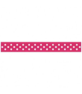 Grosgrain Lunares rosa intenso/blanco 9mm