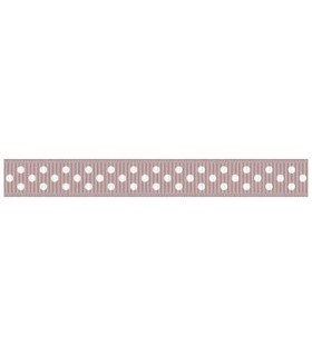 Grosgrain Lunares latte/blanco 9mm