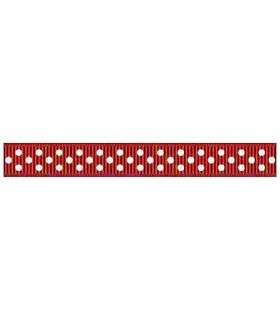 Grosgrain Lunares burdeos/blanco 9mm