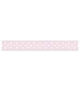 Grosgrain Lunares rosa bebe/blanco 9mm