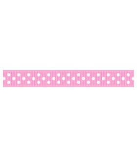 Grosgrain Lunares rosa/blanco 9mm
