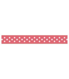 Grosgrain Lunares Coral/blanco 9mm