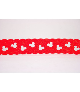 Minnie troquelada SATINADA GLITTER 30mm - ROJO