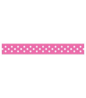 Grosgrain Lunares rosa intenso/blanco 9mm