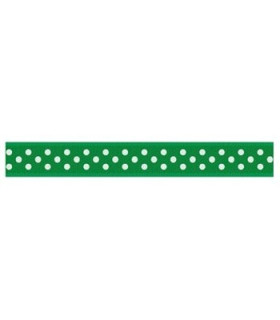 Grosgrain Lunares verde esmeralda/blanco 9mm