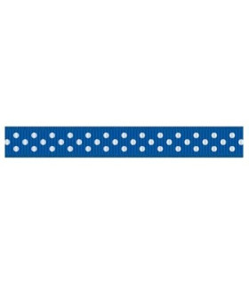 Grosgrain Lunares Azul eléctrico/blanco 9mm