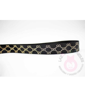GUCCI LOGO - Negro/oro 25mm