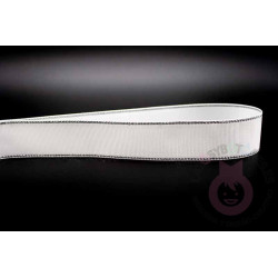 Cinta grosgrain HILO PLATEADO 25mm - Blanco