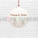 BOLA DE NAVIDAD MADERA - MOD. PAREJA ÁRBOLES
