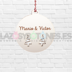 BOLA DE NAVIDAD MADERA - MOD. PAREJA ÁRBOLES