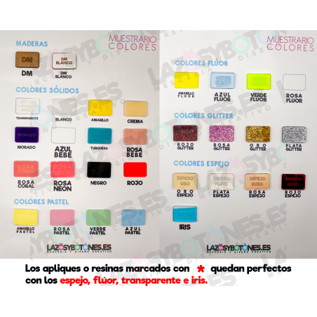 APLIQUE RESINA NOMBRE PARA LAZOS - VARIOS COLORES