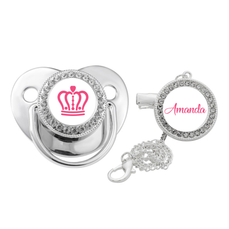 CHUPETE BRILLO PLATEADO  +  CADENA PERSONALIZADO