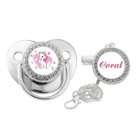 CHUPETE BRILLO PLATEADO  +  CADENA PERSONALIZADO