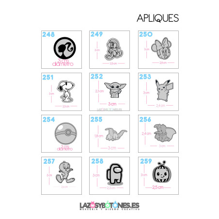 APLIQUE RESINA DOBLE - PERSONAJES