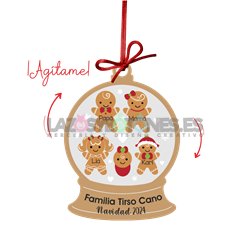 BOLA DE NAVIDAD CON PURPURINA ¡AGÍTAME! -  MOD. GALLETAS DE JENGIBRE