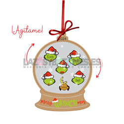 BOLA DE NAVIDAD CON PURPURINA ¡AGÍTAME! -  MOD. GRINCH FAMILY