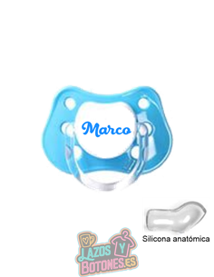 CHUPETE AZUL PERSONALIZADO CON NOMBRE - 0 a 6 meses