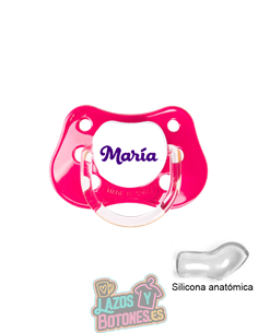 CHUPETE FUCSIA PERSONALIZADO CON NOMBRE - 0 a 6 meses
