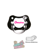 CHUPETE NEGRO PERSONALIZADO CON NOMBRE - 0 a 6 meses