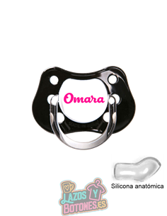 CHUPETE NEGRO PERSONALIZADO CON NOMBRE - 0 a 6 meses