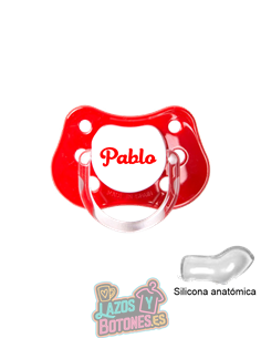 CHUPETE ROJO PERSONALIZADO CON NOMBRE - 0 a 6 meses
