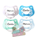PACK DE 4 CHUPETES PERSONALIZADOS CON NOMBRE - BEBÉ AZUL - 0 a 6 meses