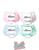 PACK DE 4 CHUPETES PERSONALIZADOS CON NOMBRE - ALGODÓN - 0 a 6 meses