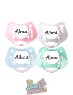 PACK DE 4 CHUPETES PERSONALIZADOS CON NOMBRE - ALGODÓN - 0 a 6 meses