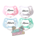 PACK DE 4 CHUPETES PERSONALIZADOS CON NOMBRE - ALGODÓN - 0 a 6 meses