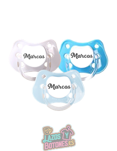 PACK DE 3 CHUPETES PERSONALIZADOS CON NOMBRE - CANDY BOY - 0 a 6 meses
