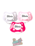 PACK DE 3 CHUPETES PERSONALIZADOS CON NOMBRE - CANDY GIRL - 0 a 6 meses