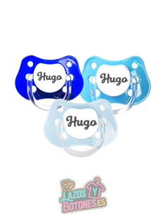 PACK DE 3 CHUPETES PERSONALIZADOS CON NOMBRE - CUPCAKE AZUL - 0 a 6 meses