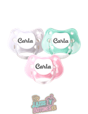 PACK DE 3 CHUPETES PERSONALIZADOS CON NOMBRE - PASTEL ROSA - 0 a 6 meses