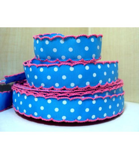 2X1 Lunares azul/puntilla rosa 22 mm