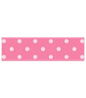Lunares grandes rosa bebé/blanco 22mm